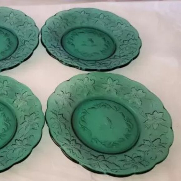Princess House Fantasia Plates- Set Of 4- Emerald Green-Salad/Dessert Plates 90s - Picture 4 of 5